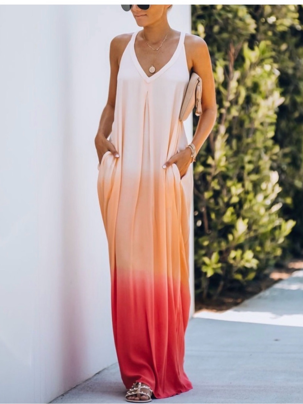 Vici Ombre Maxi Dress in Peach to Coral